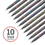 Flair Hotline Fineliner Pen - Pack of 10 Assorted Colours, Smooth Writing & Vibrant Ink Gel Pen (Roller)