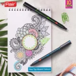 Flair Hotline Fineliner Pen - Pack of 10 Assorted Colours, Smooth Writing & Vibrant Ink Gel Pen (Roller)