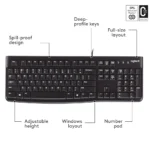 Logitech K120 Wired Keyboard – Comfortable, Durable, Spill-Resistant Design for Home, Office & Laptop Use Computers Accessories