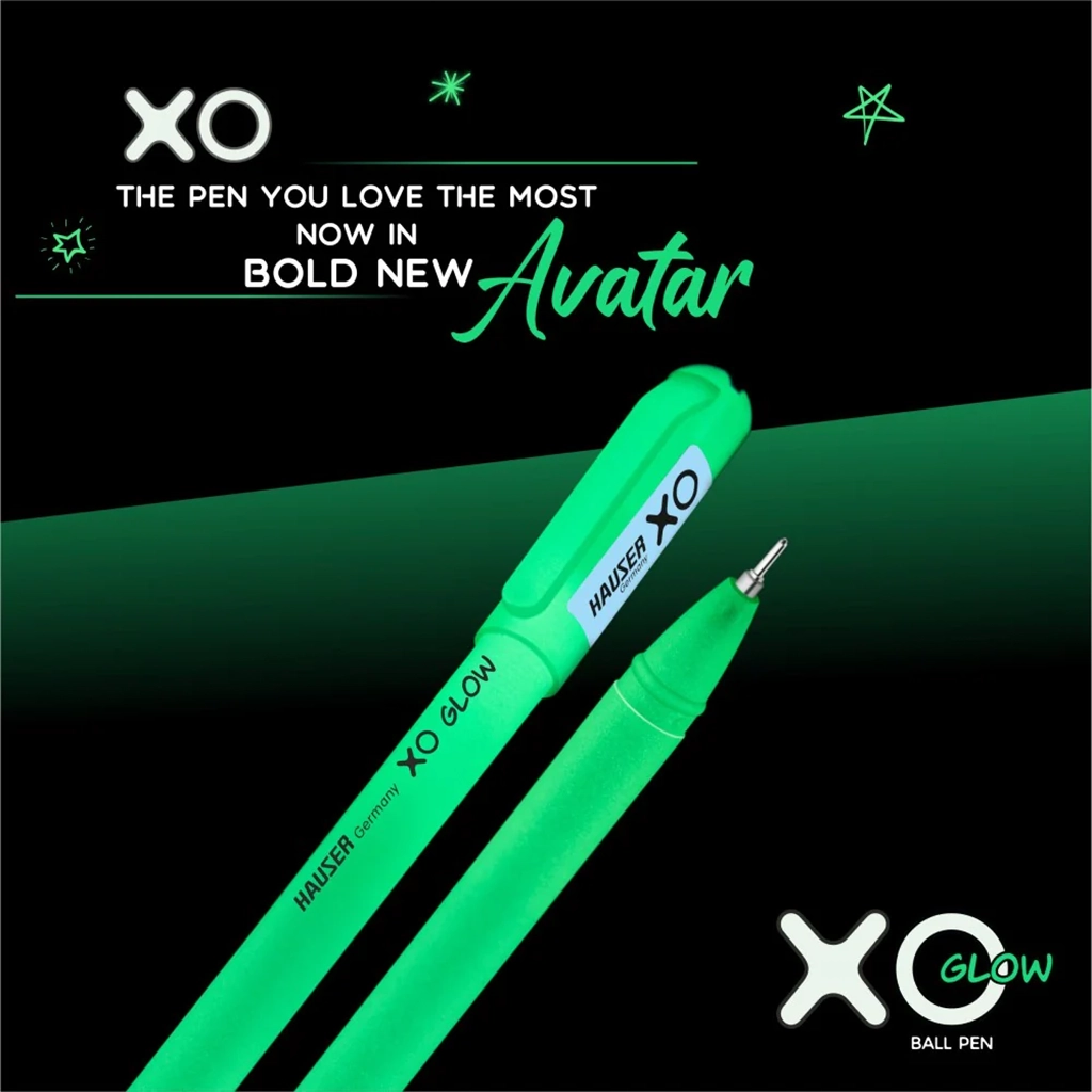 Hauser XO Glow Ball Pen-1 Hauser XO Glow Ball Pen – Smooth Writing, Bright Ink, Comfortable Grip, Stylish Glow Body (Pack of 1) - Image 1