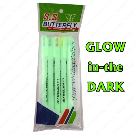 SS Butterfly Glow Pen with Glow in Dark Body – Smooth Writing, Comfortable Grip, Stylish Everyday Ball Pen Ball Pen