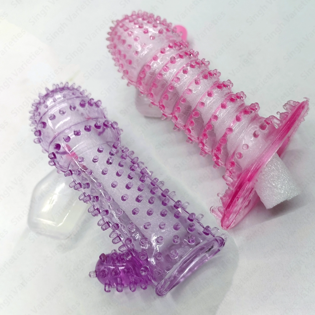 combo silicone crystal condom-1 New Extra Dotted Thin Silicone Crystal Condom – Washable & Reusable, Extra Timing & Pleasure (Combo Pack of 2) - Image 1