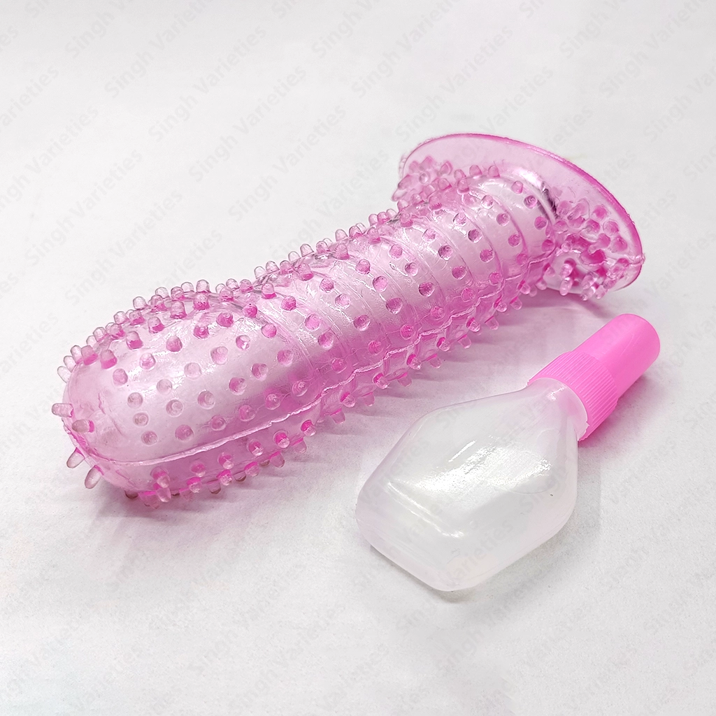 silicone crystal condom-1 New Extra Dotted Thin Silicone Crystal Condom – Washable & Reusable, Extra Timing & Pleasure (Regular Sleeve) - Image 1
