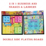2-in-1 Wooden Business & Snakes Ladders Board, 30x30cm