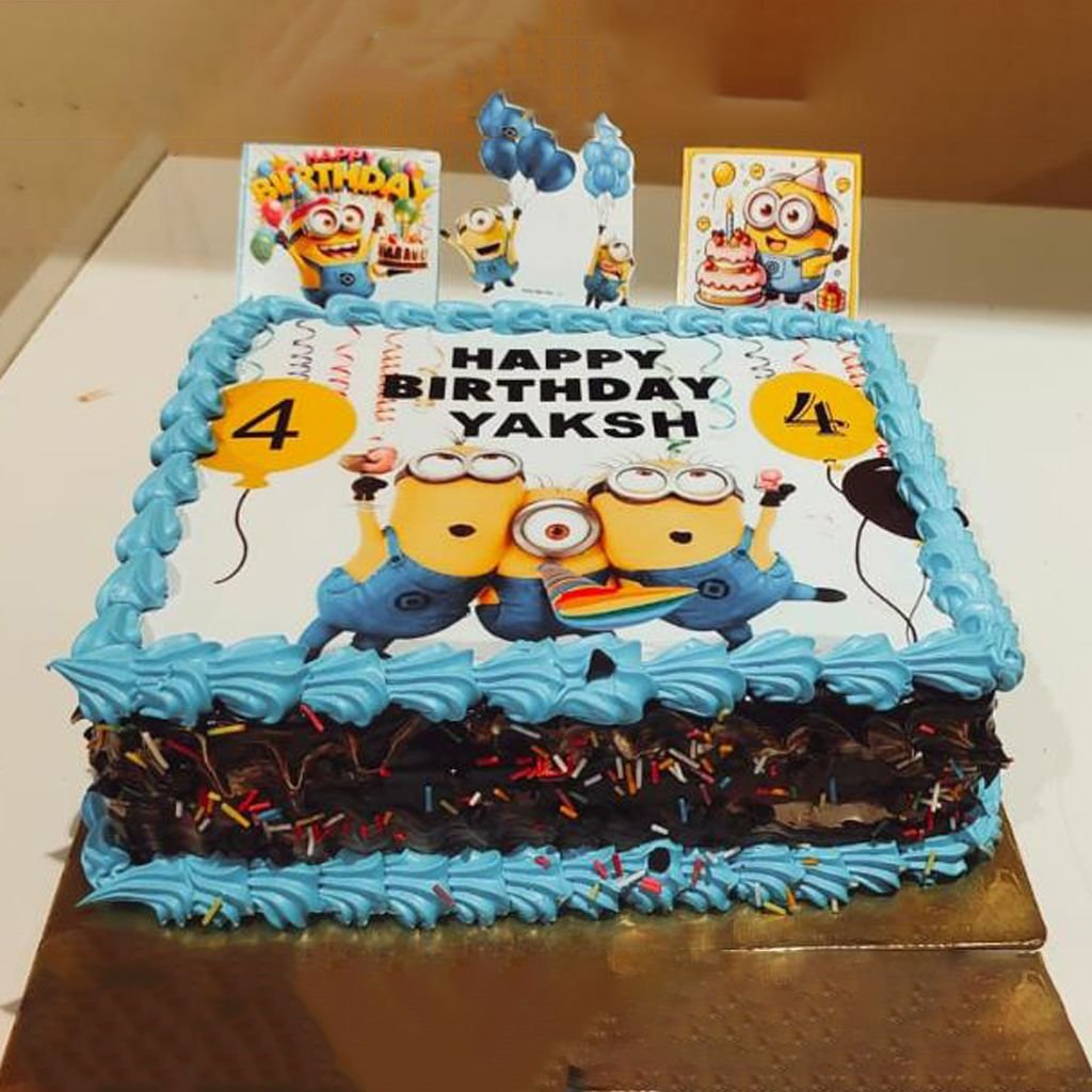 cake-32.jpg Fresh Cream Cake, Minion Theme - Image 1
