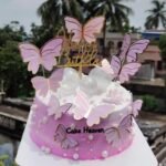 Fresh Cream Cake, Pink Butterfly Theme