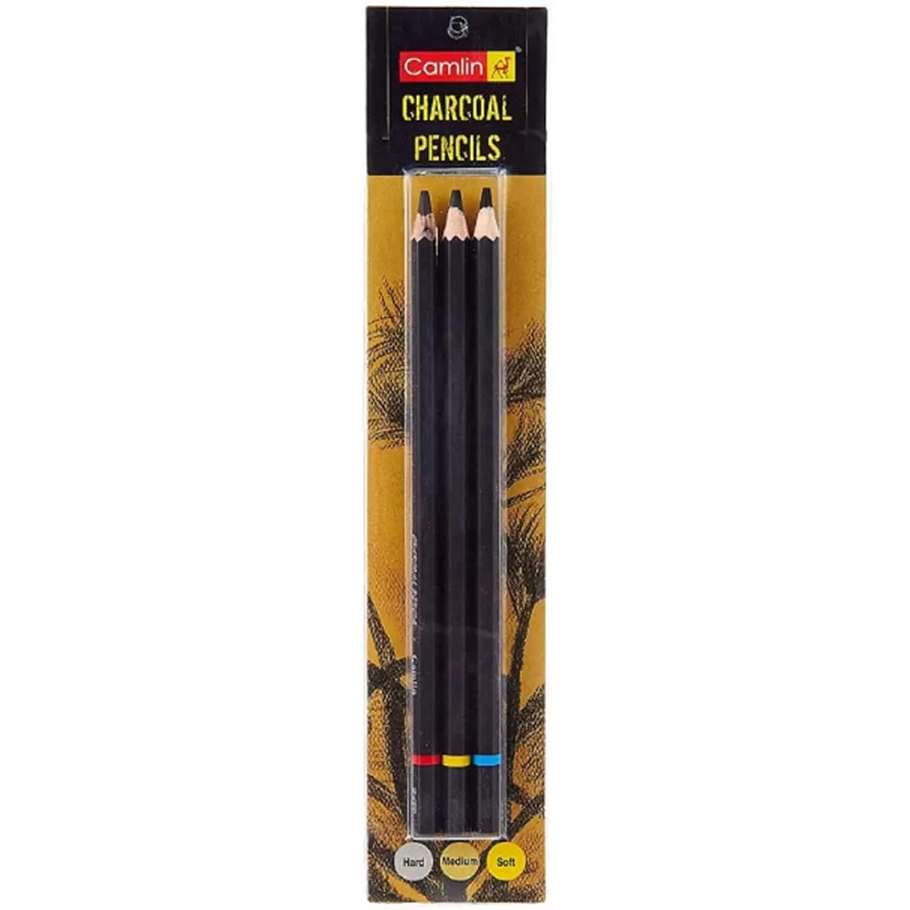 camlin-kokuyo-camel-charcoal-pencil-set-1.webp Camlin Camel Charcoal Pencil Set, Pack of 3 - Image 1