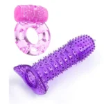 Crystal Reusable Silicone Dotted Condom and Vibrating Ring Combo
