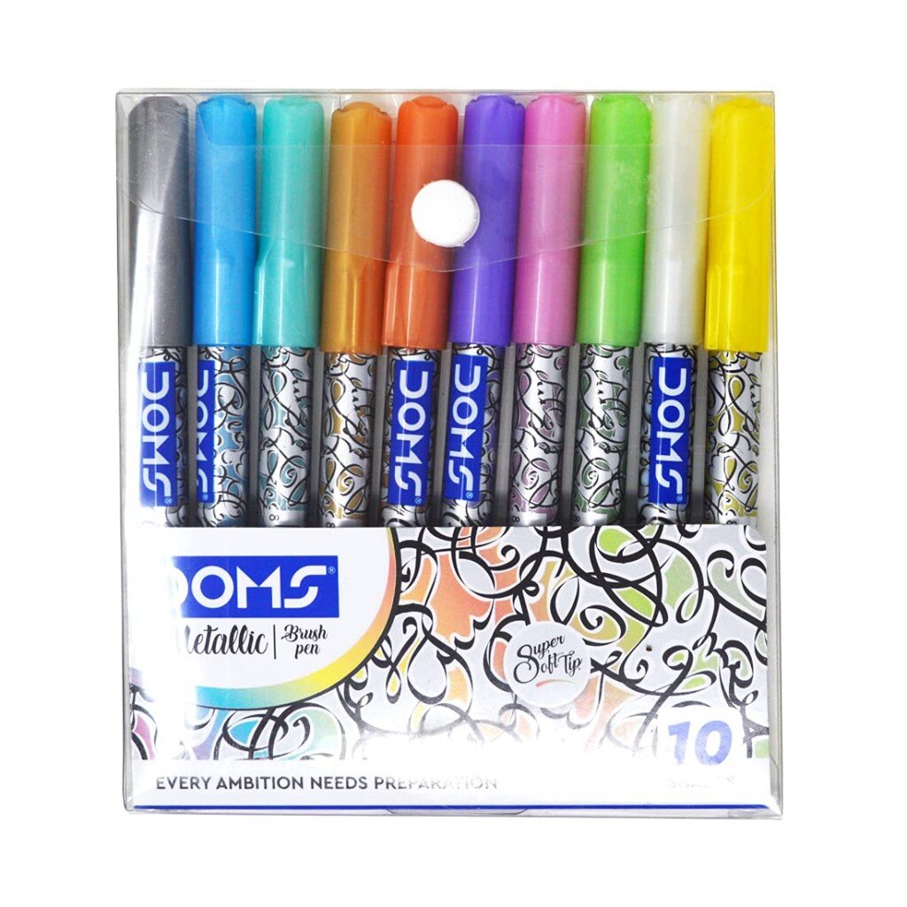 doms-brush-pens-metallic-10-shades-scaled-1.jpg Doms Metallic Brush Pens Colour Set - Image 1