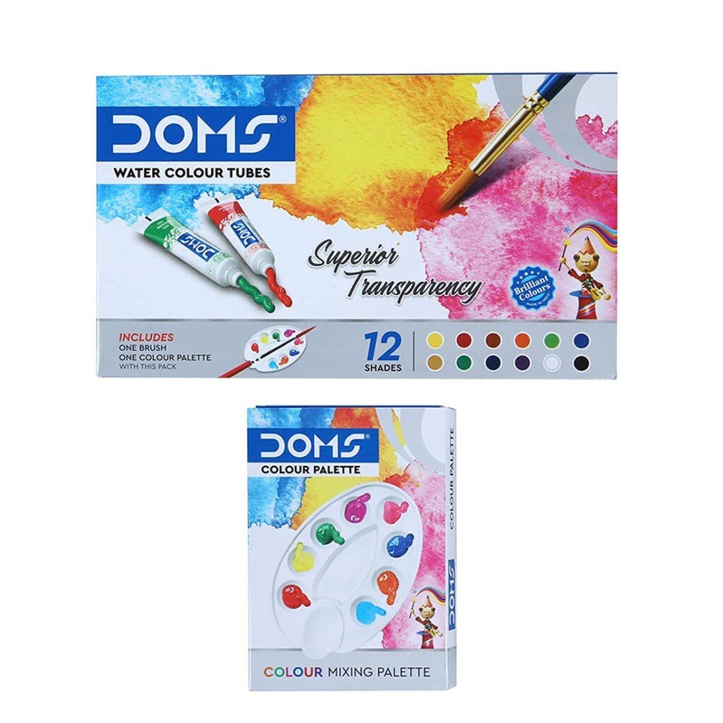 doms-water-colour-tubes-12-shades-1-scaled-1.jpg Doms Water Colour Tubes, 12 Shades with Brush - Image 1