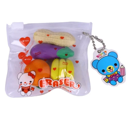 Fruit & Vegetable Shaped Erasers, Pack of 4