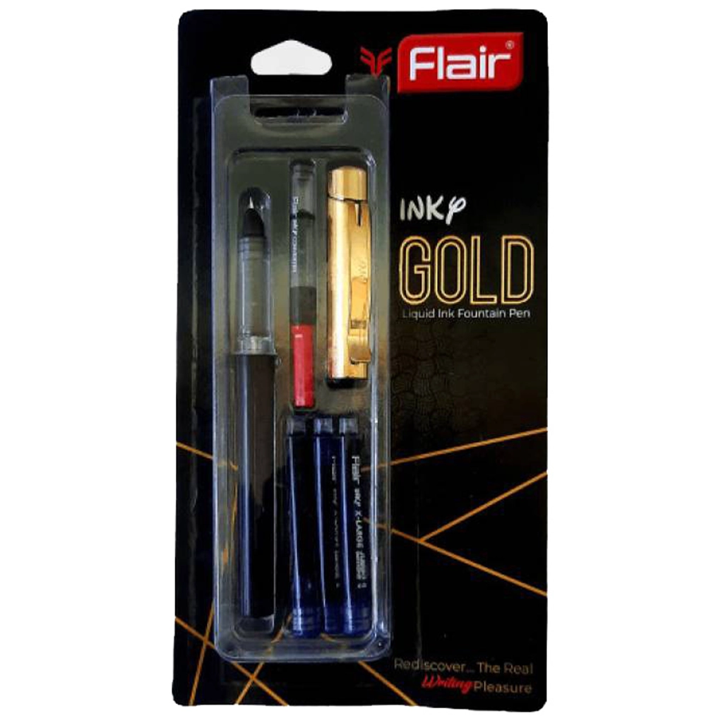flair-fountain-pen-inky-gold-1.webp Flair Fountain Pen, Inky Gold - Image 1