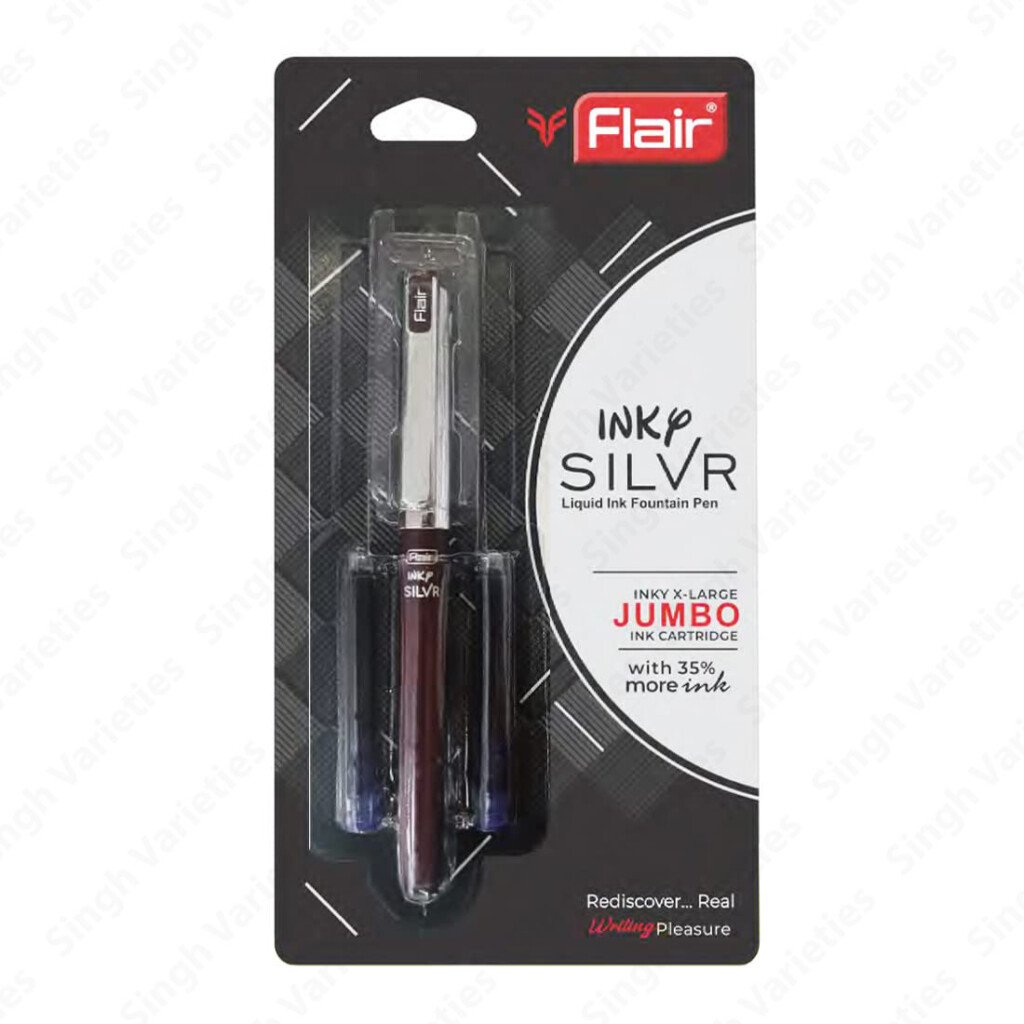 flair-fountain-pen-inky-silver-1-scaled-1.jpg Flair Fountain Pen, Inky Silver - Image 1