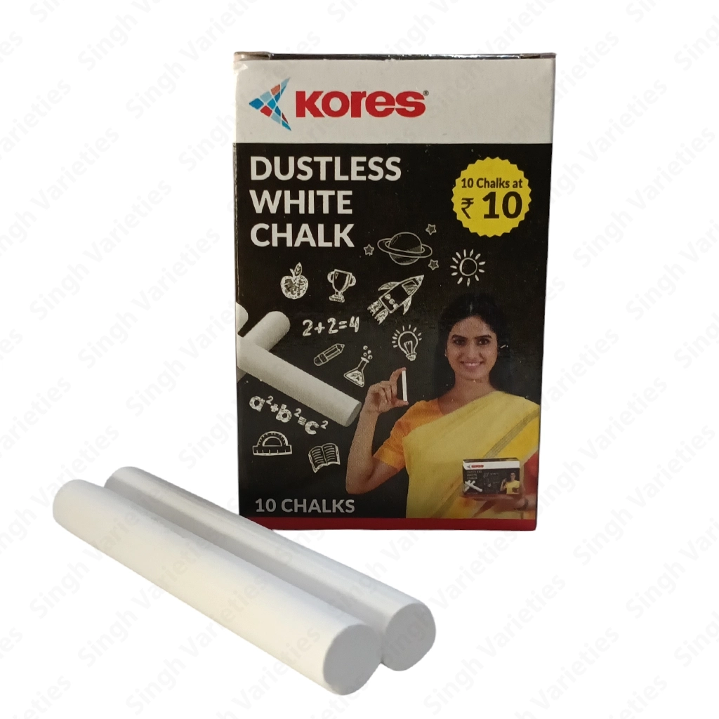 kores-writing-dustless-chalk-white-10p.webp Kores Dustless Chalk, White, Pack of 10 - Image 1
