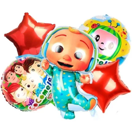 Cocomelon Theme Foil Balloons Set, 5 Pcs