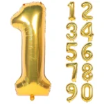 Golden Number Foil Balloons, 16 Inch