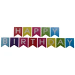 Happy Birthday Banner, Multi-Color Plain Flags - Image 2