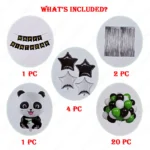 Happy Birthday Panda Theme Combo Decoration Set, 28 Pcs - Image 2