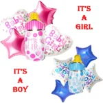 It's a Girl / It's a Boy Foil Balloons Set, 5 Pcs