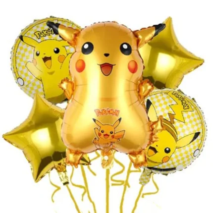 Pokemon Pikachu Theme Foil Balloons Set, 5 Pcs