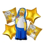 Simpsons Theme Foil Balloons Set, 5 Pcs