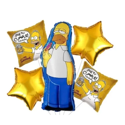 Simpsons Theme Foil Balloons Set, 5 Pcs