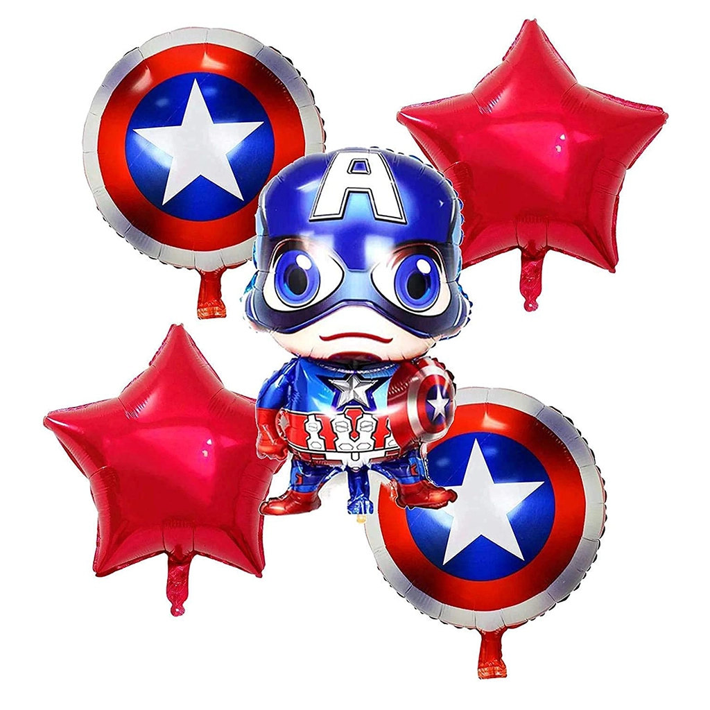 party-decoration-superhero-avengers-captain-america-1.webp Superhero Avengers Captain America Foil Balloons, 5 Pcs - Image 1