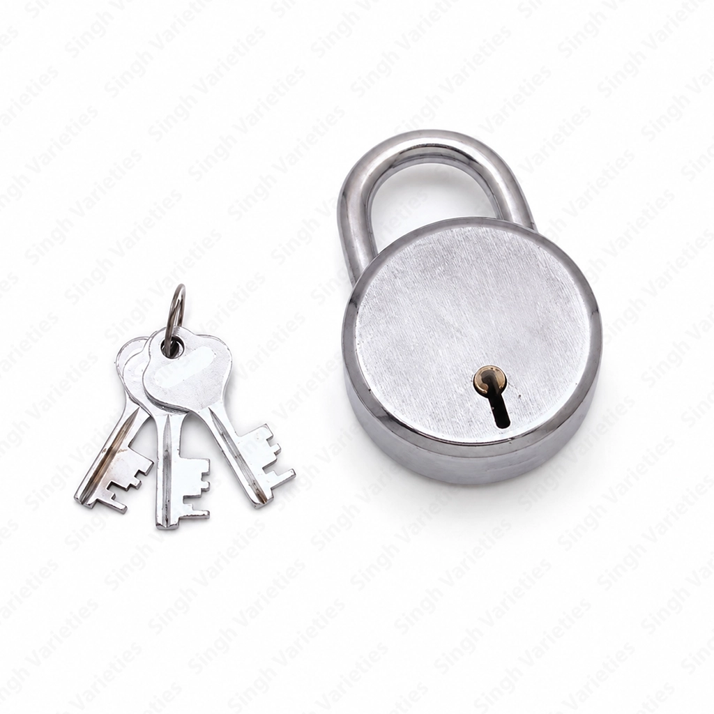 round-padlock-silver-1.webp Round Padlock, Silver Finish Security Lock - Image 1