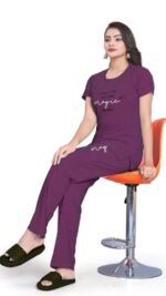 Polyester T-Shirt Track Pants with Round Neck and Three-Quarter Sleeves