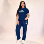 Polyester Lycra Nightwear Co-Ord Set for Women - Smile